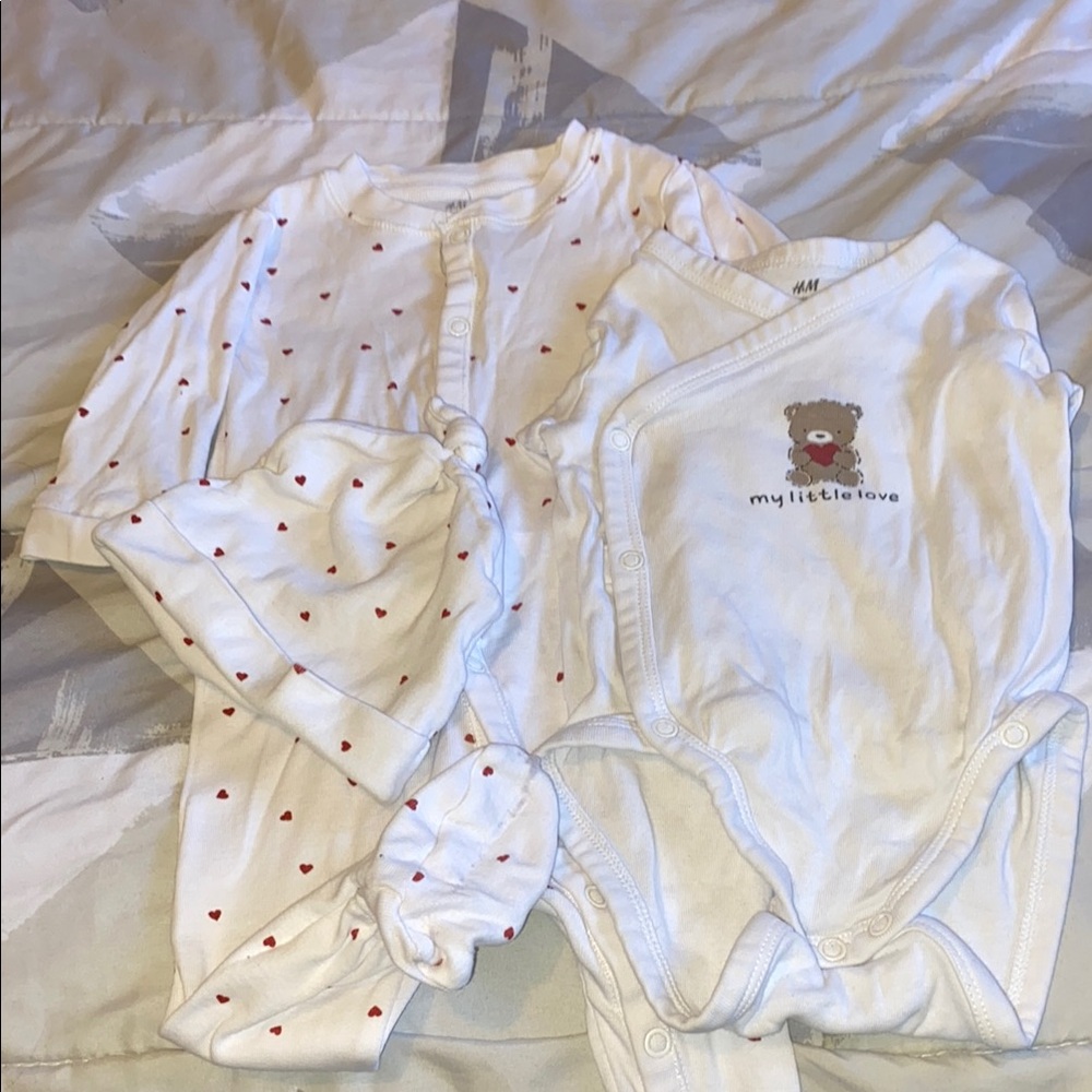 H&M Matching Set White Dotted Design